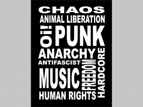 Chaos Punk - chrbtová nášivka veľkosť cca. A4 (po krajoch neobšívaná)